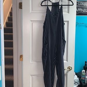 Navy Pinstripe Jumpsuit